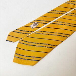 Vintage Gucci Yellow Blue Horsebit Classic Luxury Silk Tie